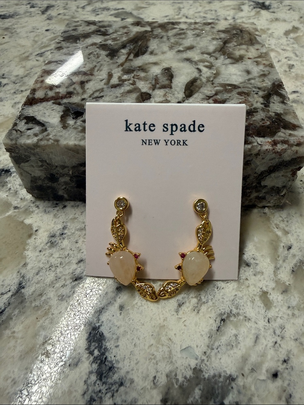 kate spade New York Gold-tone very lite Pink Stone Crab Earrings